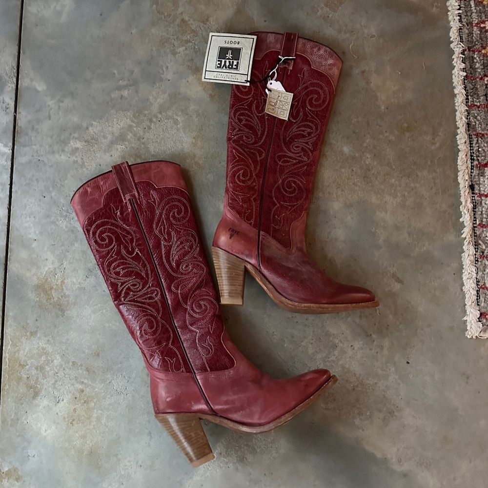Frye Women's Red Heeled Boots - Picture 4 of 10